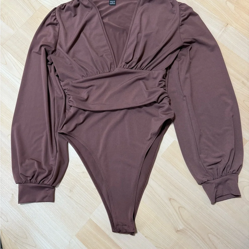 SHEIN Brown Long Sleeve Bodysuit - Picture 1 of 5